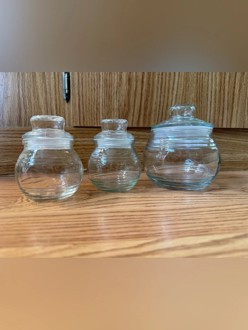 1 Lrg KIG Indonesia clear glass jar featuring a star on lid, 2 other off brand